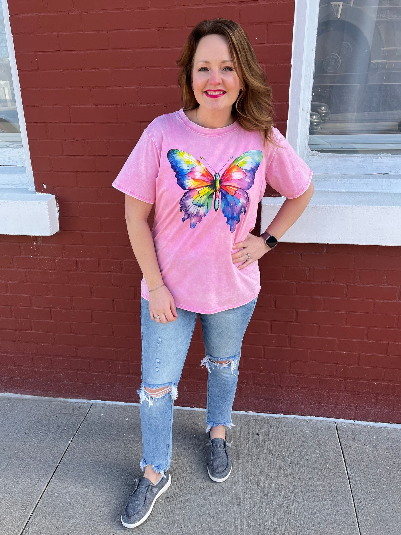 Grungy Pink Butterfly Tee