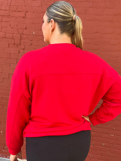 Red Scuba Mock Neck Pullover