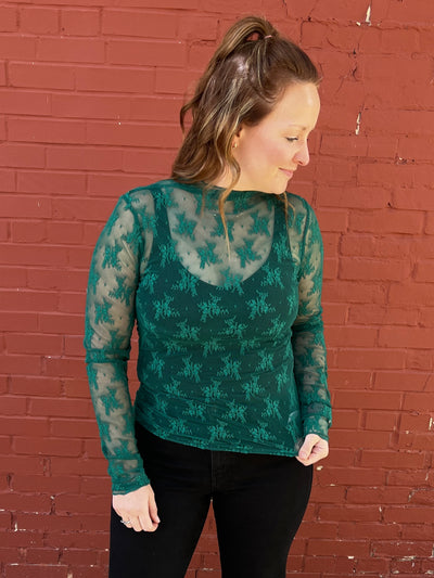 Lace Long Sleeve Layer - Emerald