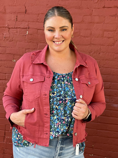 Washed Red Denim Jacket