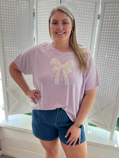 Lavender Pearl Ribbon Top