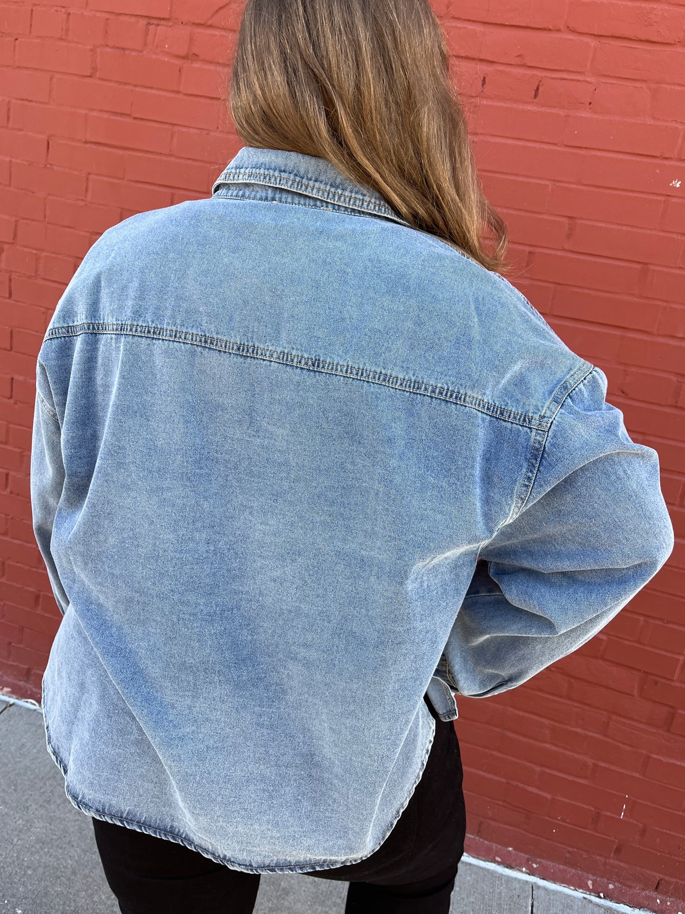 Pearl Detail Denim Shirt