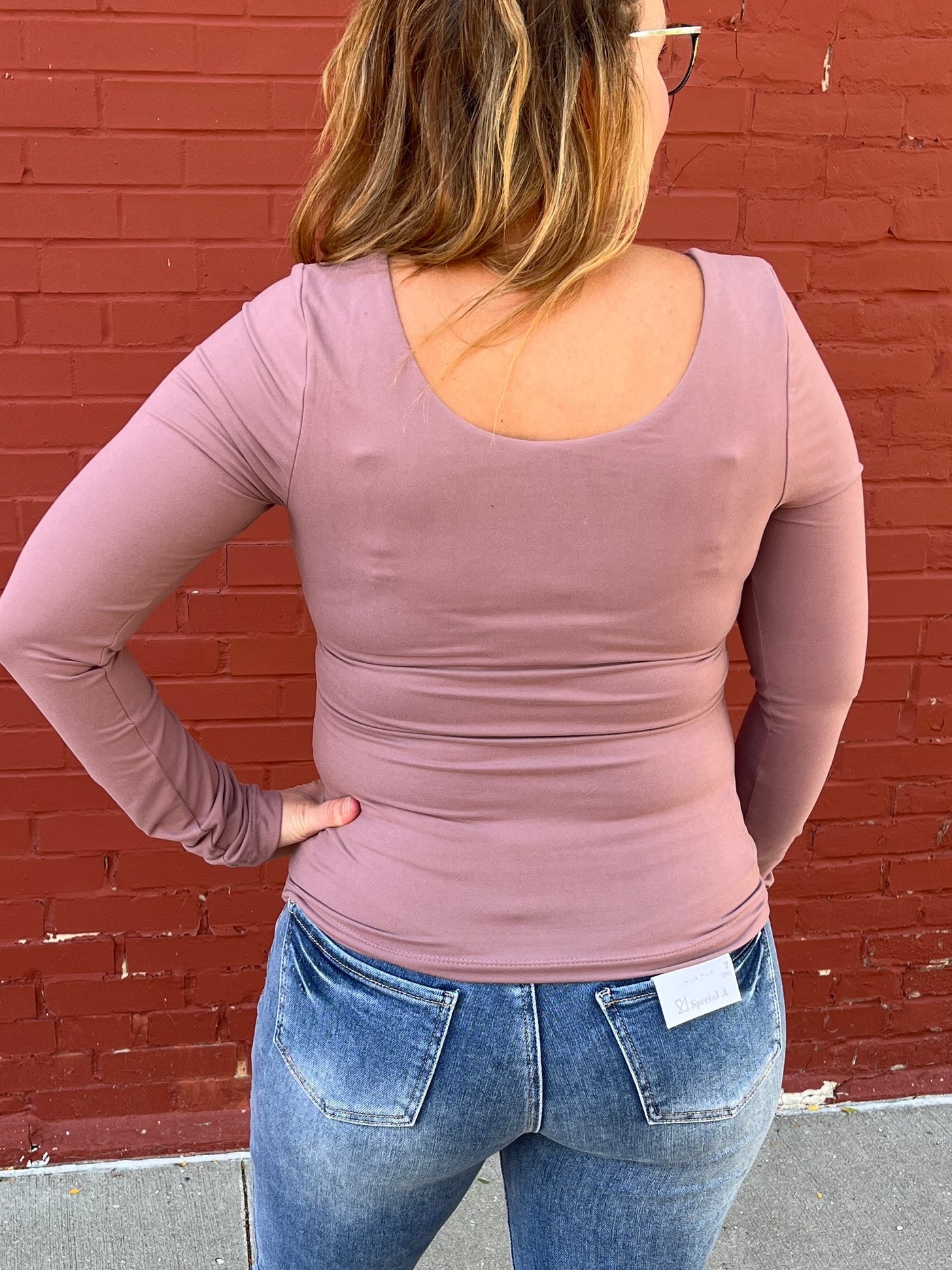 Scoop Fitted Long Sleeve - Clay Rose