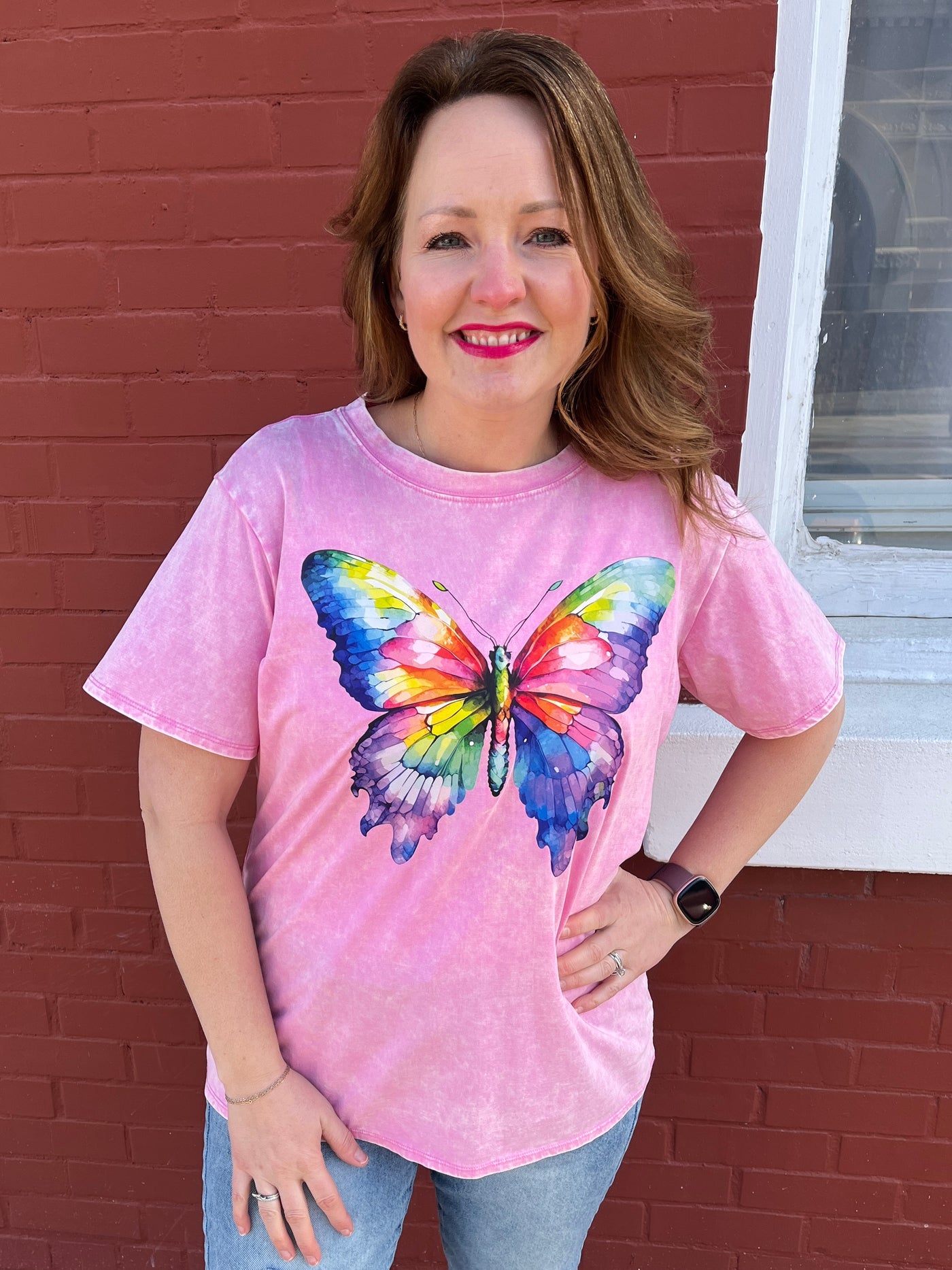 Grungy Pink Butterfly Tee