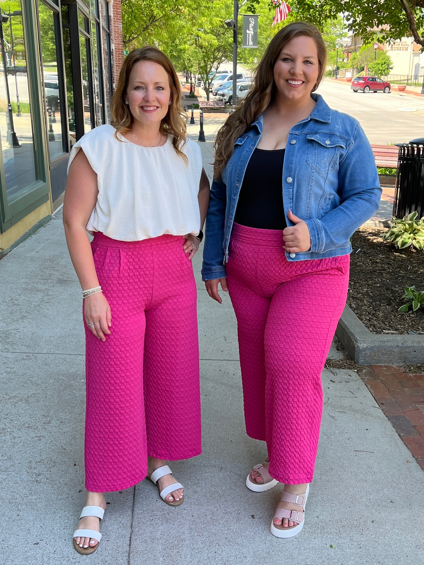 Hot Pink Jacquard Wide Pants