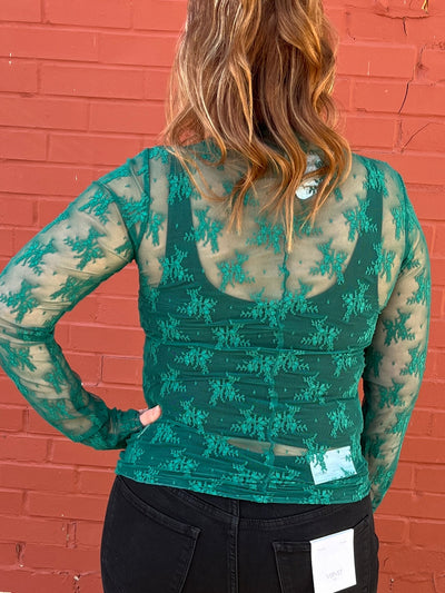 Lace Long Sleeve Layer - Emerald