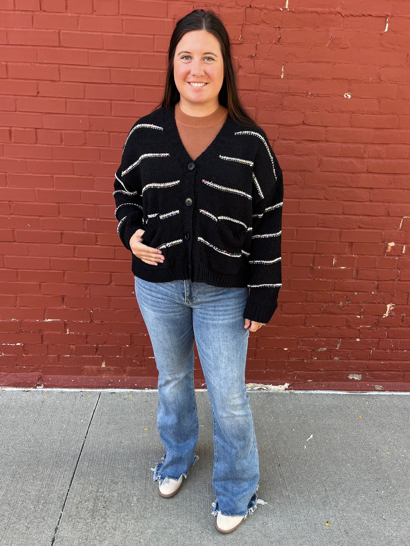 Black Confetti Stripe Cardigan