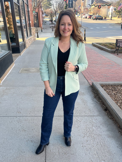 Sage Open Front Blazer