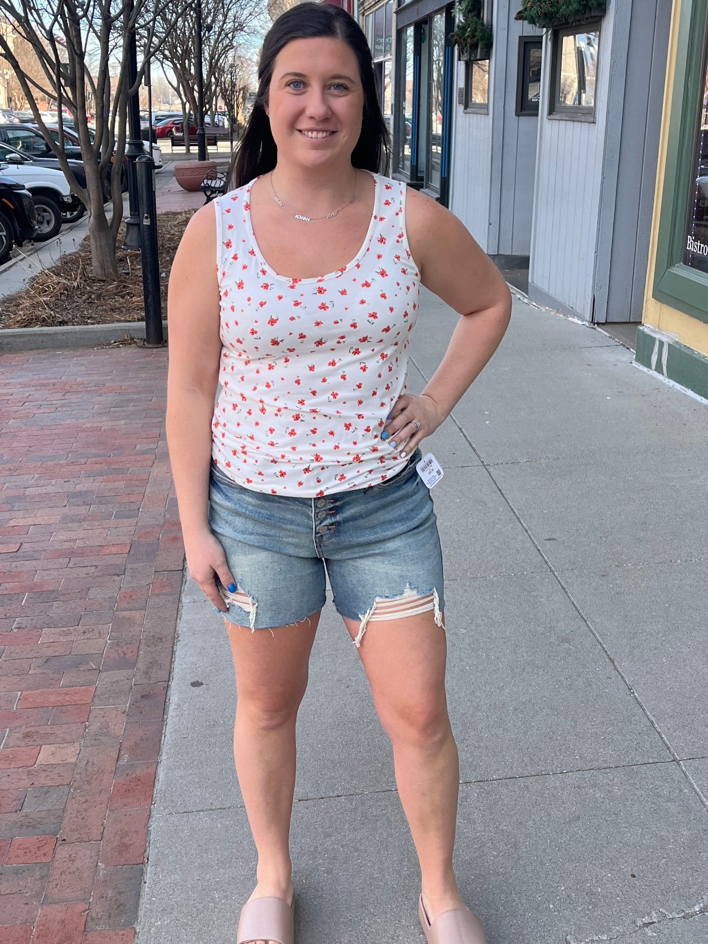 Ivory Floral Lux Tank