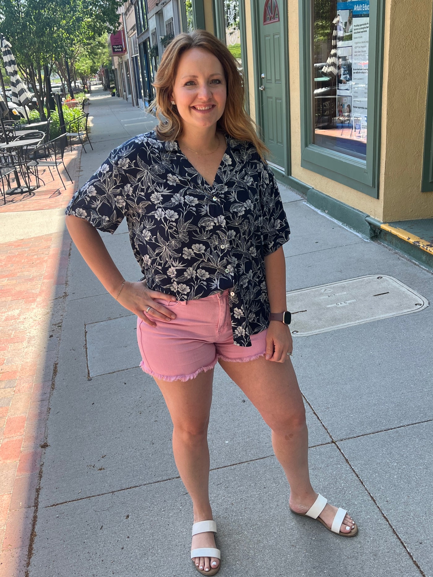 Floral Button Front Blouse