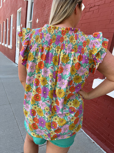 Retro Floral Blouse