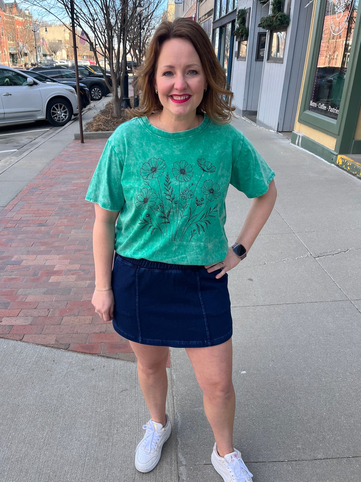 Washed Green Wildflower Tee