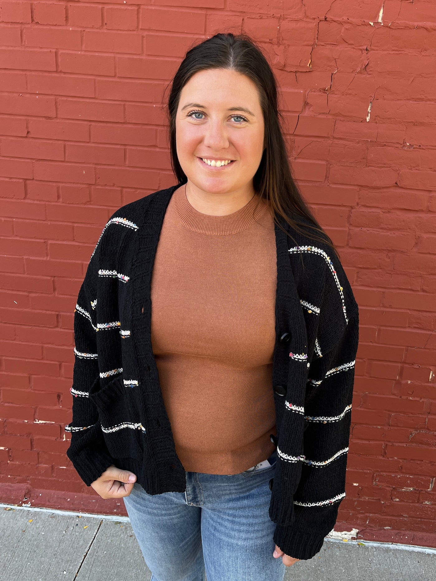 Black Confetti Stripe Cardigan