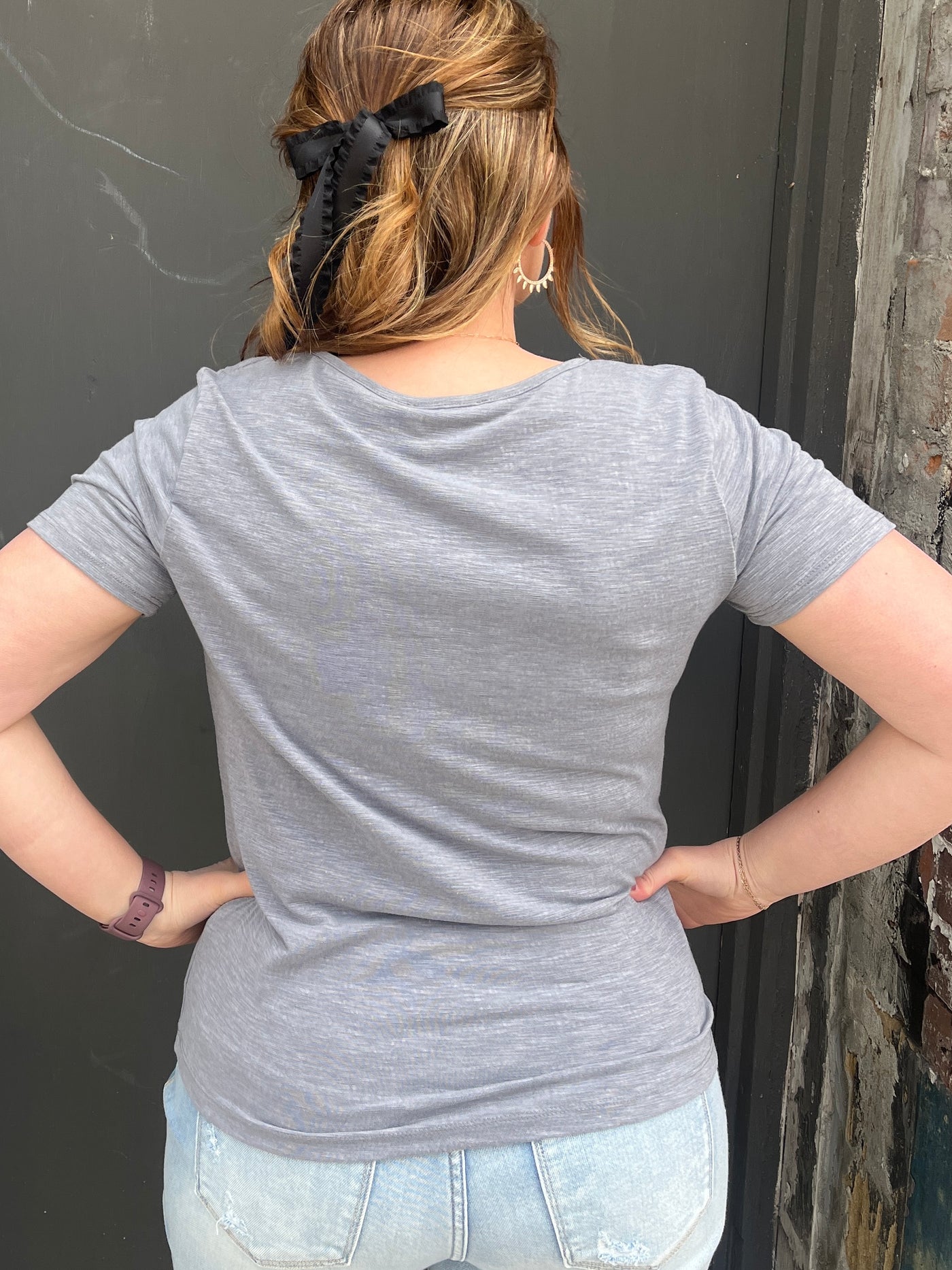 Grey V-Neck Jersey Tee