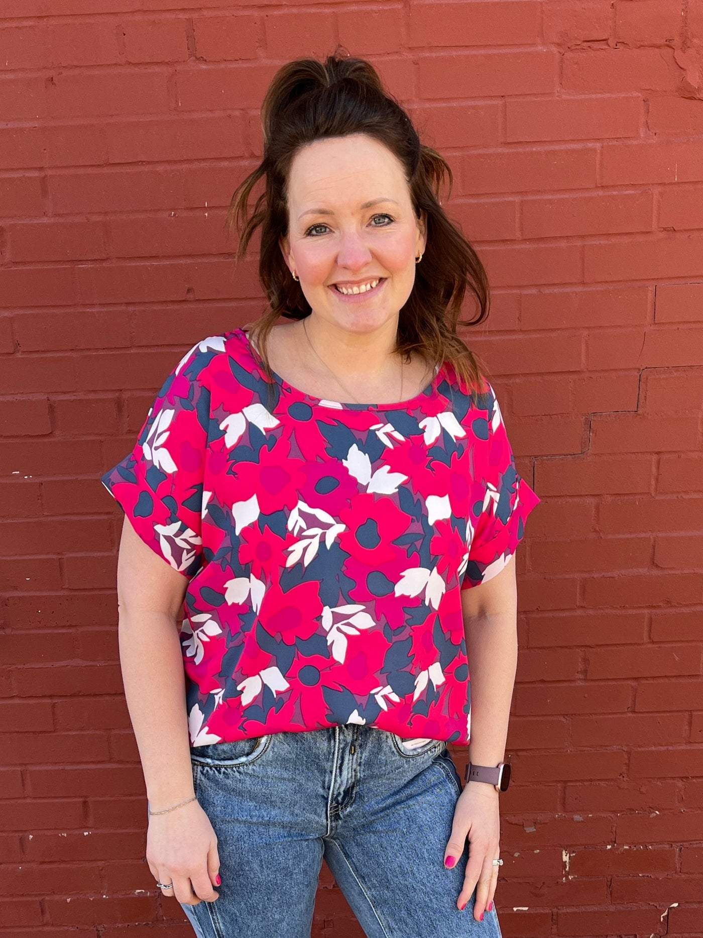 Magenta Floral Blouse