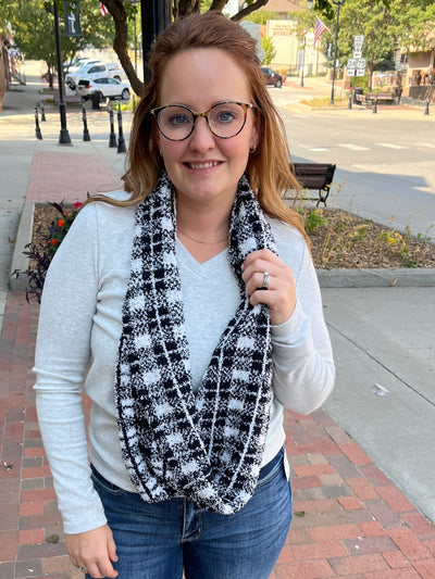 Black Plaid Infinity Scarf