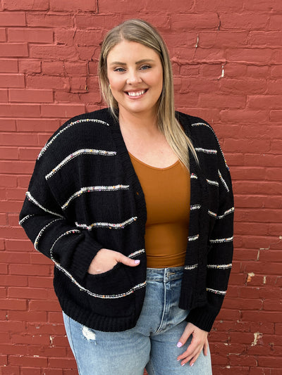 Black Confetti Stripe Cardigan