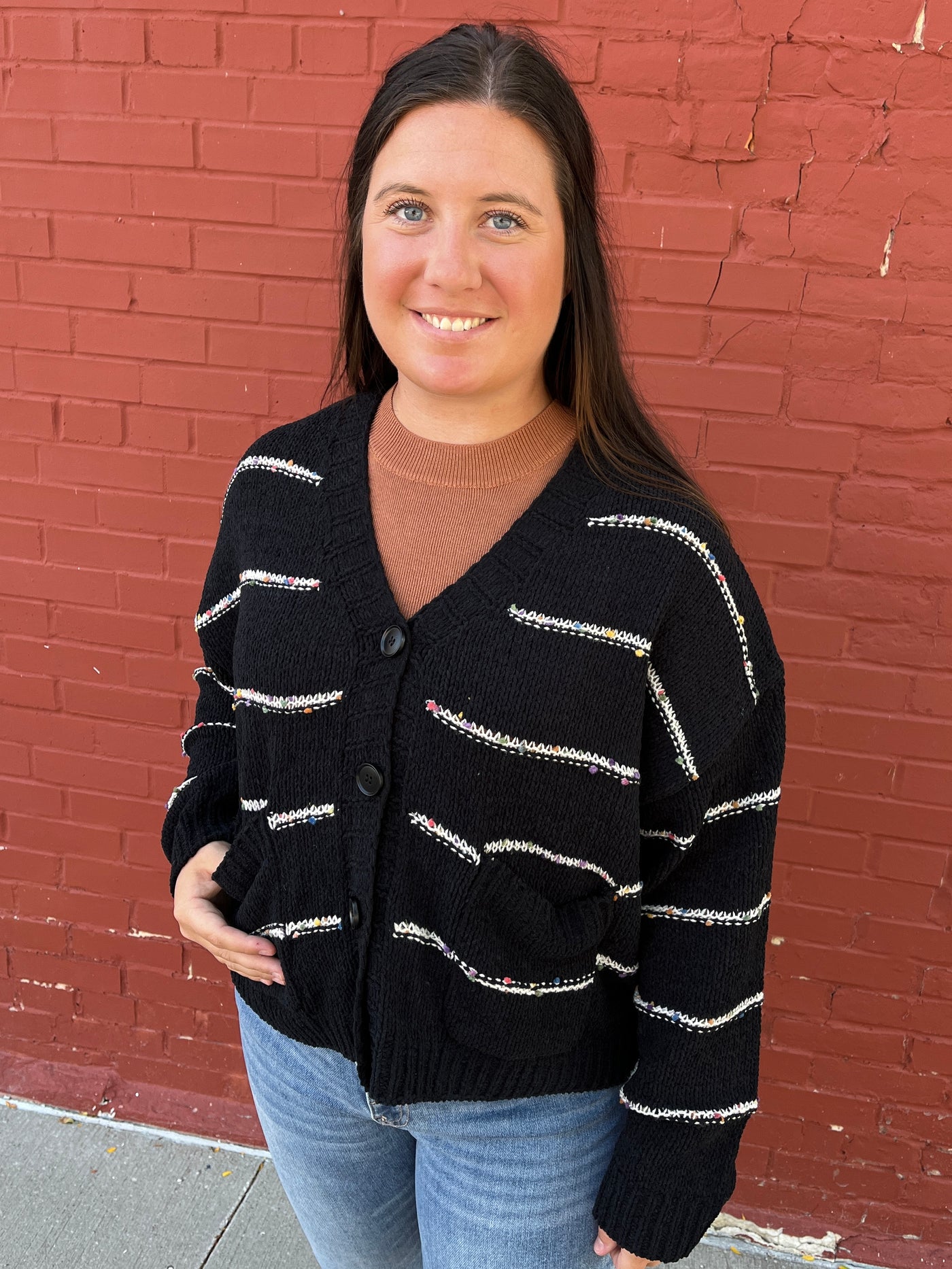 Black Confetti Stripe Cardigan