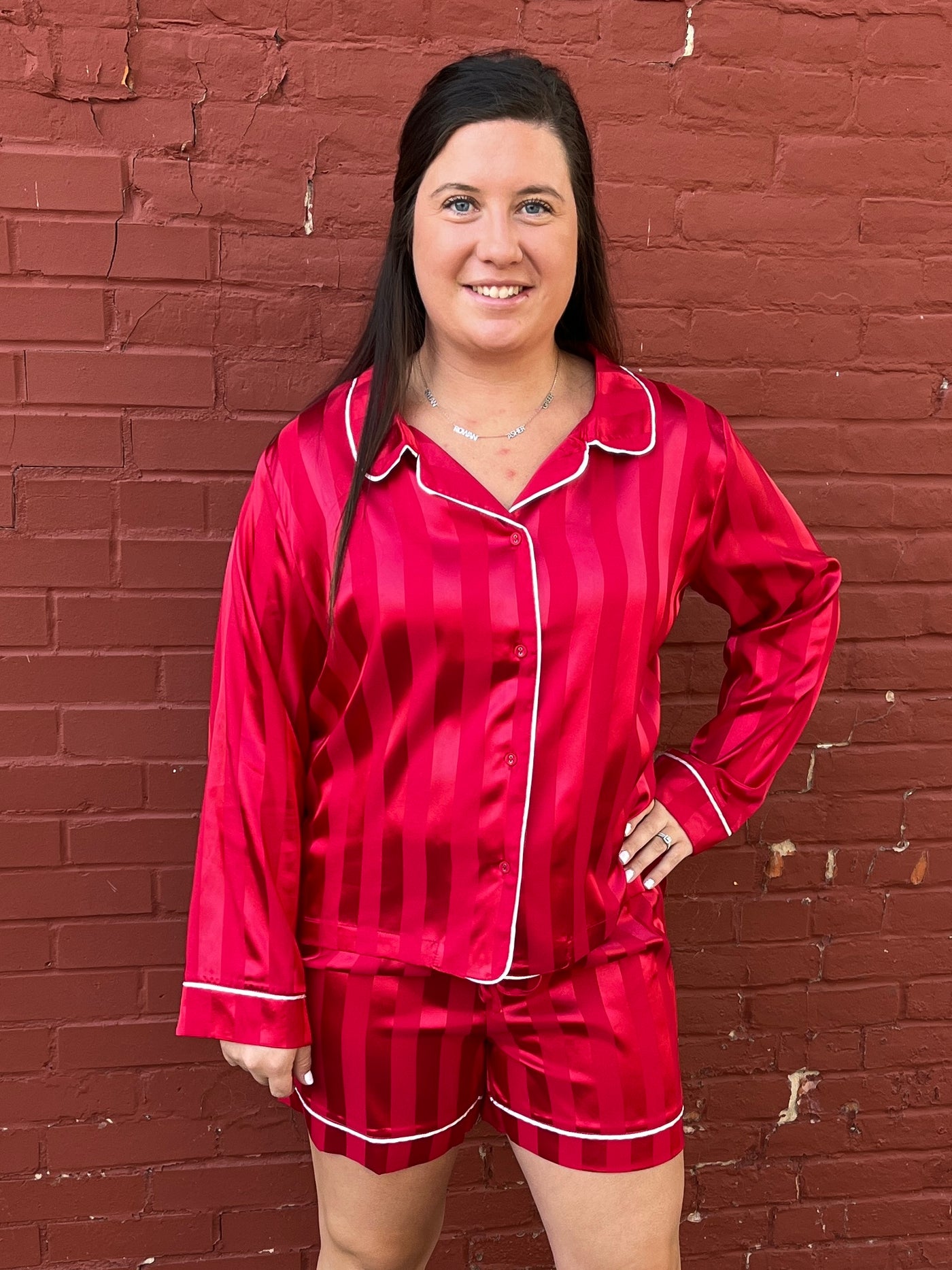 Red Satin Pajama Set