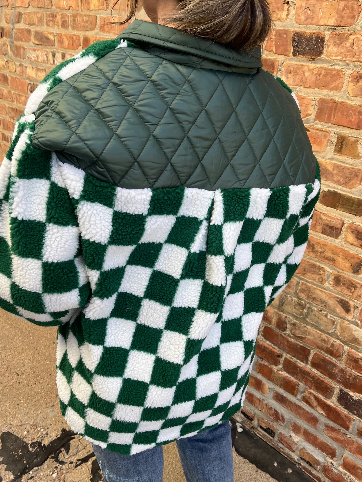 Evergreen Checkered Sherpa Jacket