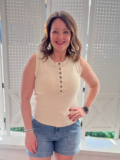 Beige Henley Tank