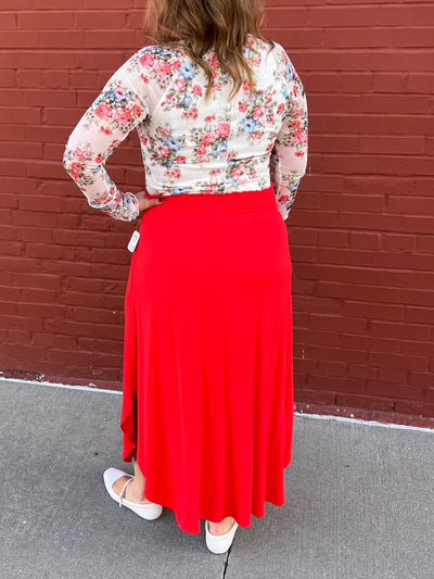 Rounded Hem Maxi Skirt