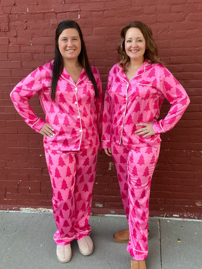 A Pink Christmas Satin Pajamas