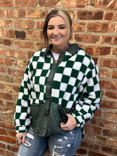 Evergreen Checkered Sherpa Jacket