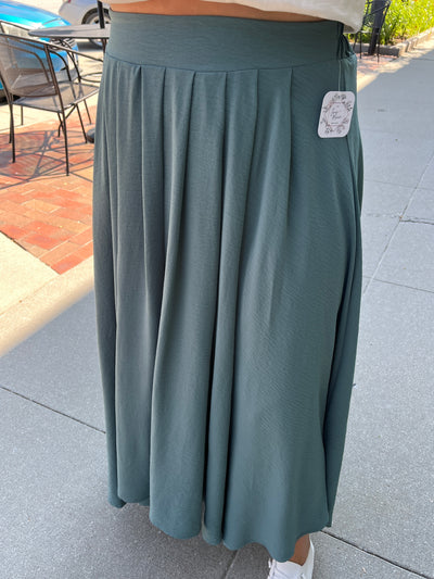 Dusty Teal Midi Skirt