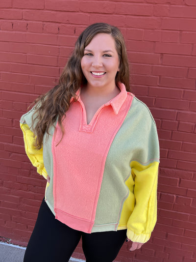 Retro Color Block Pullover