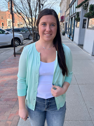 Mint Button Front Cardigan