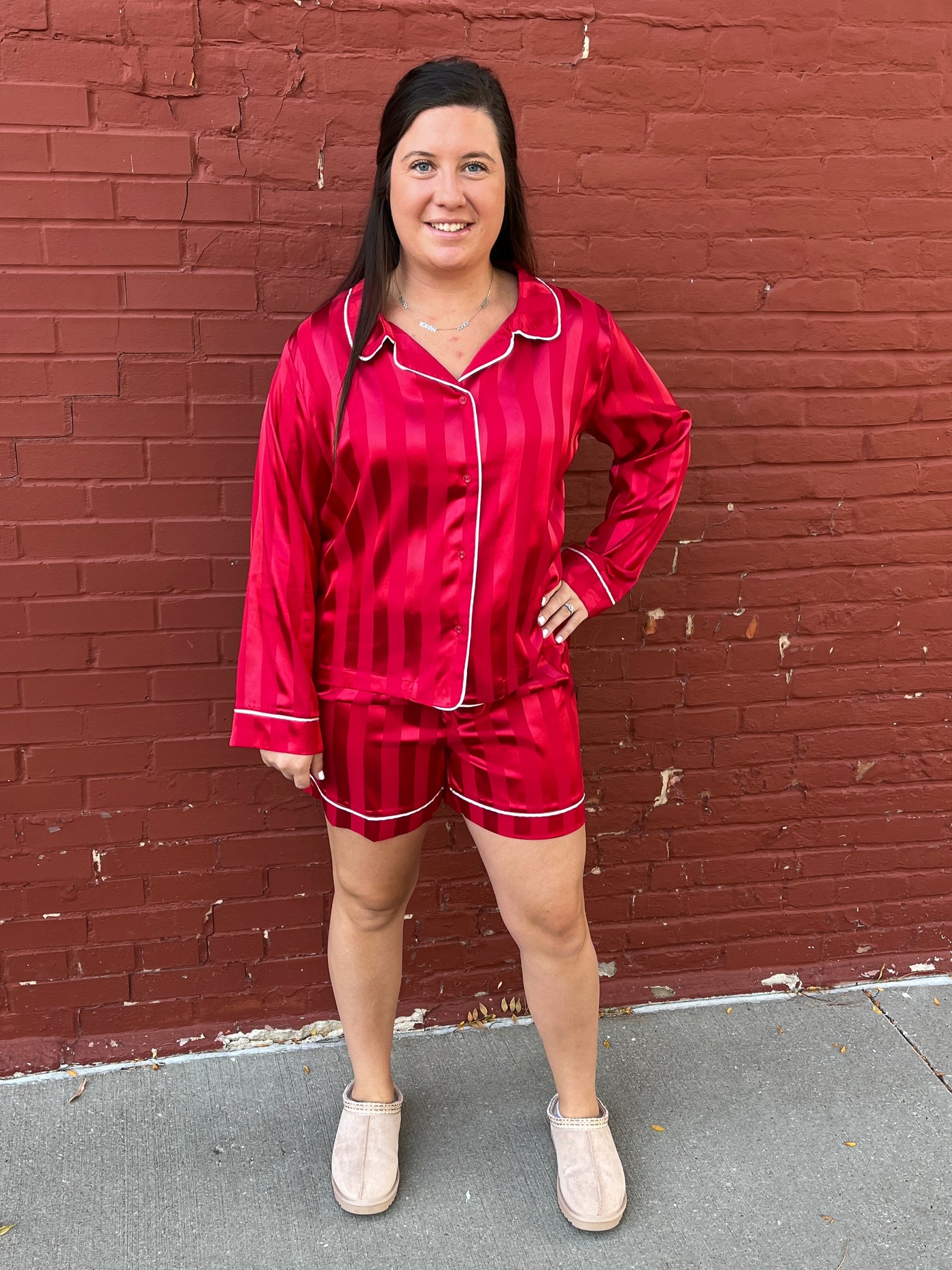 Red Satin Pajama Set