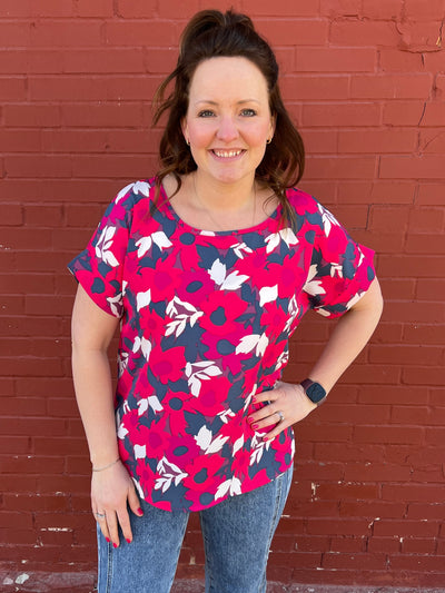 Magenta Floral Blouse