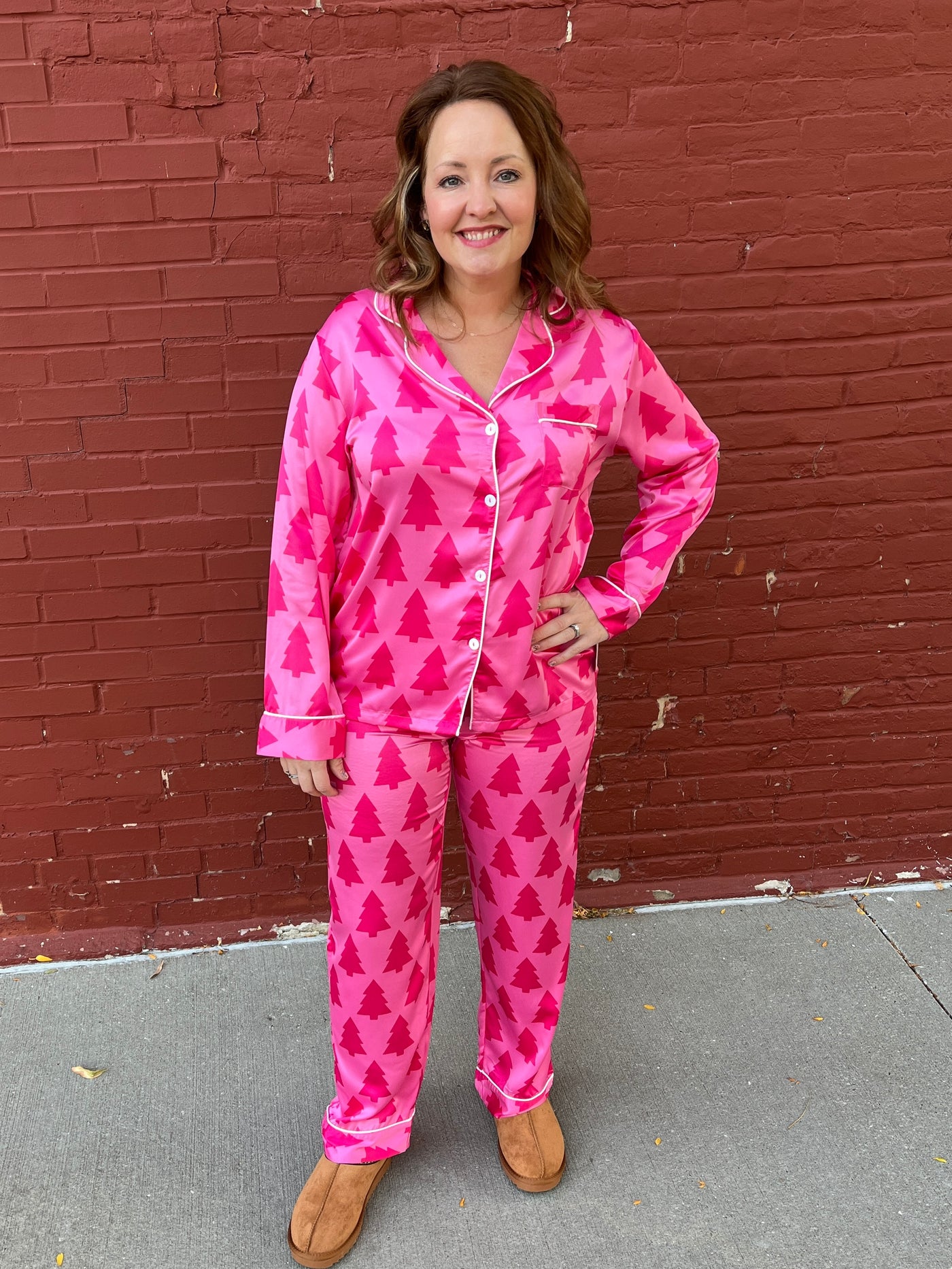 A Pink Christmas Satin Pajamas