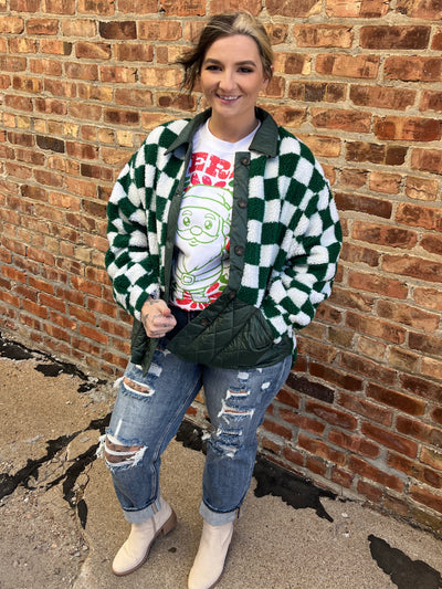 Evergreen Checkered Sherpa Jacket