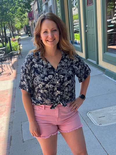 Floral Button Front Blouse