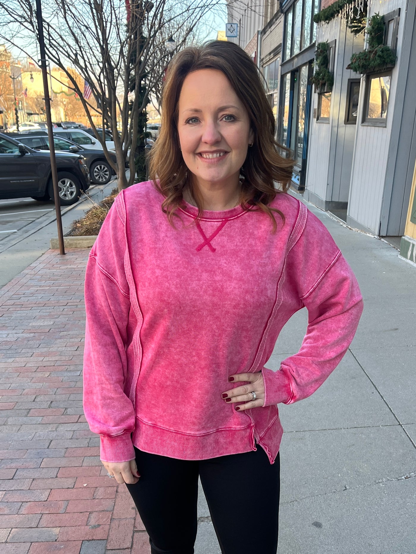 Acid Wash Pink Crewneck