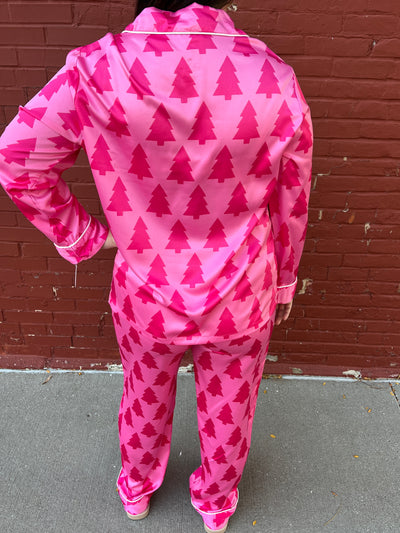 A Pink Christmas Satin Pajamas