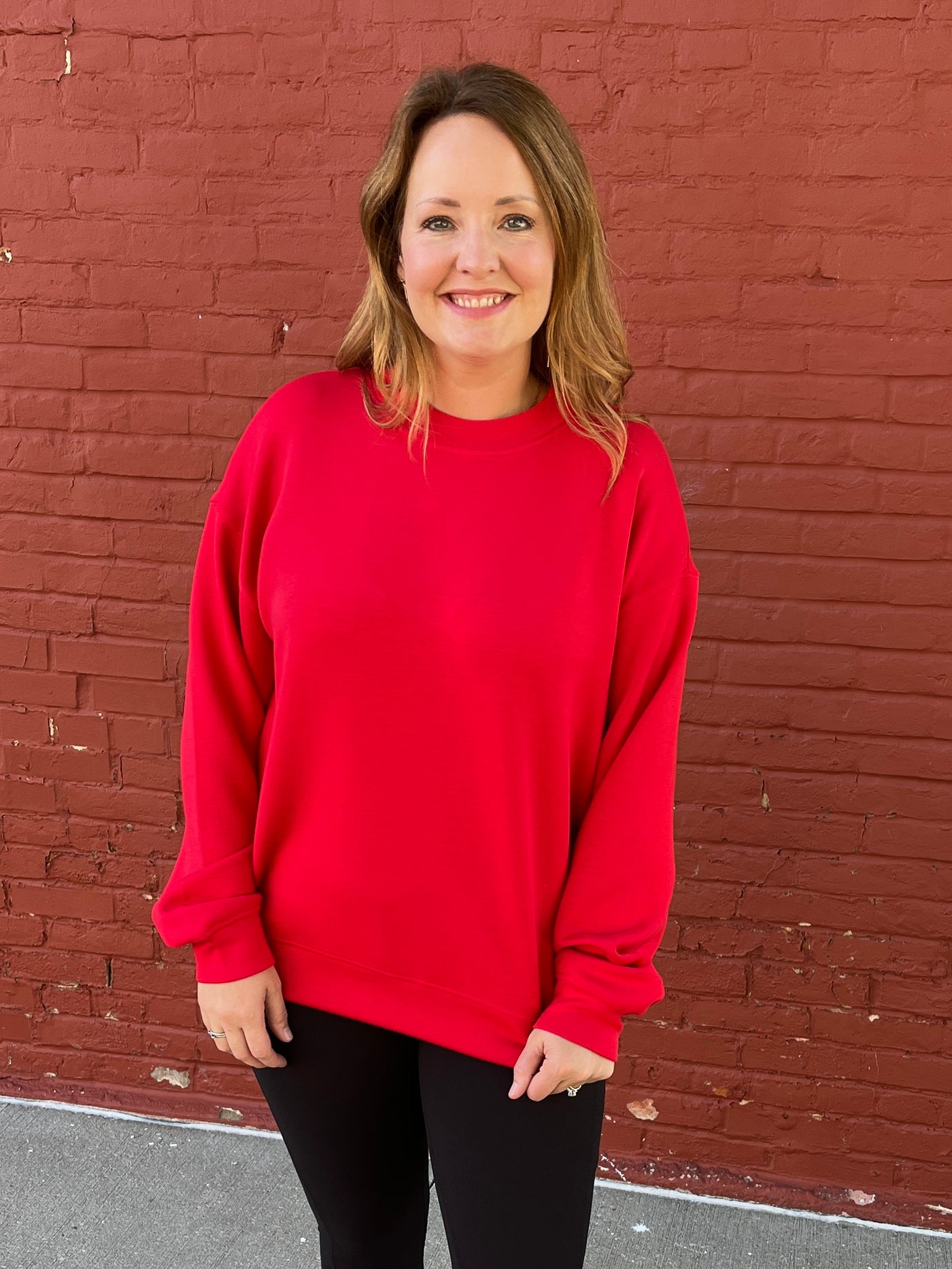 Red Scuba Mock Neck Pullover