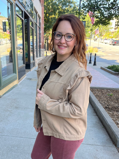 Tan Ruffled Denim Jacket