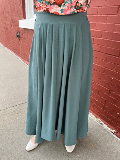 Dusty Teal Midi Skirt