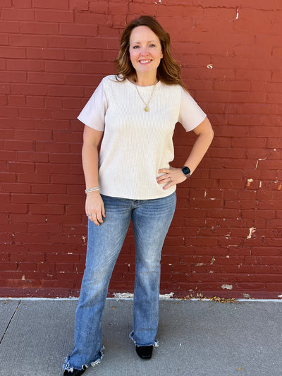 Faux Leather Trim Tee