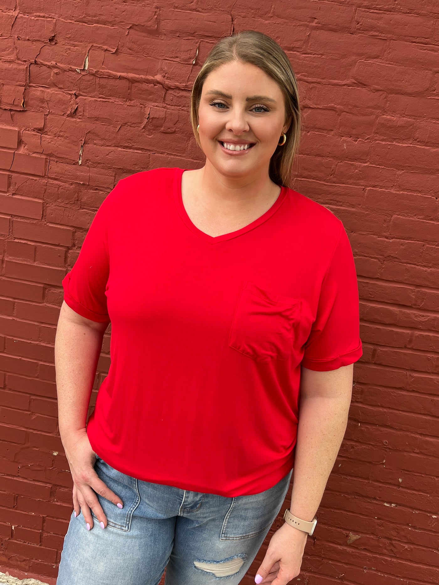 Sophie Pocket Tee - Red