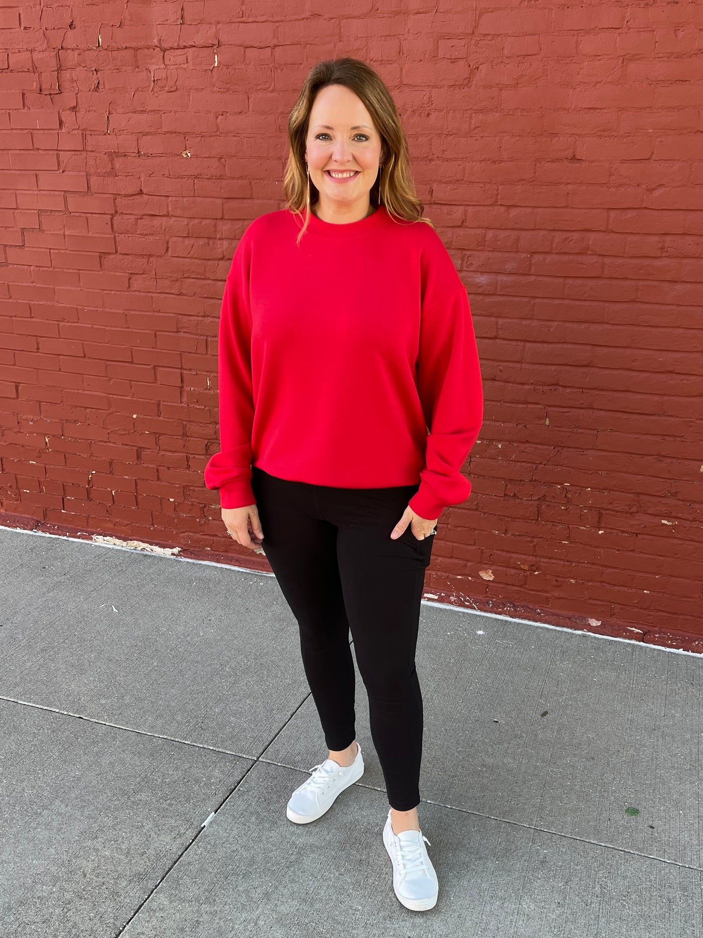 Red Scuba Mock Neck Pullover