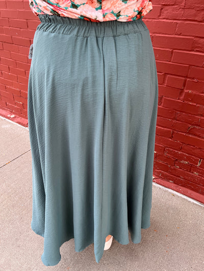 Dusty Teal Midi Skirt