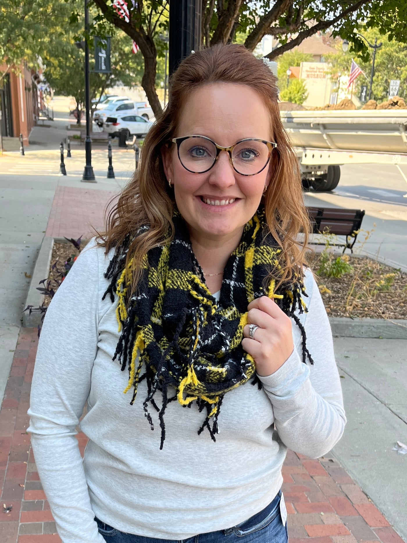 Mustard Plaid Infinity Scarf