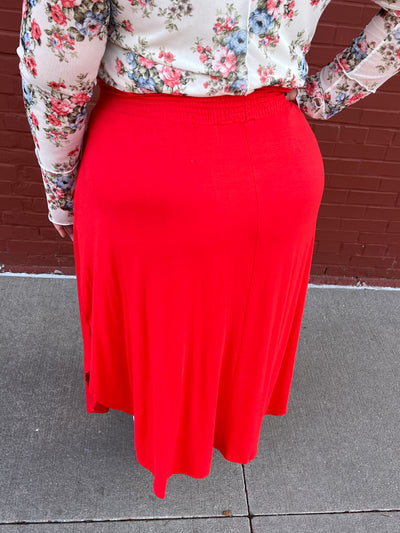 Rounded Hem Maxi Skirt