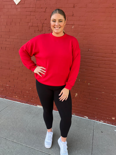 Red Scuba Mock Neck Pullover