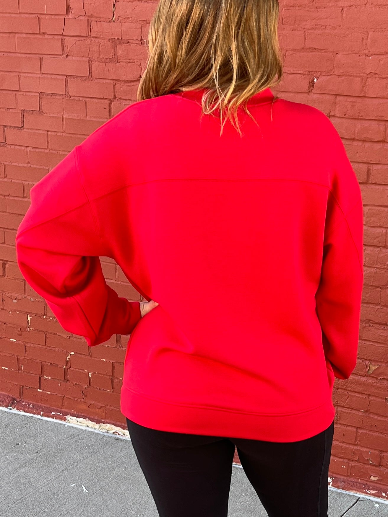 Red Scuba Mock Neck Pullover