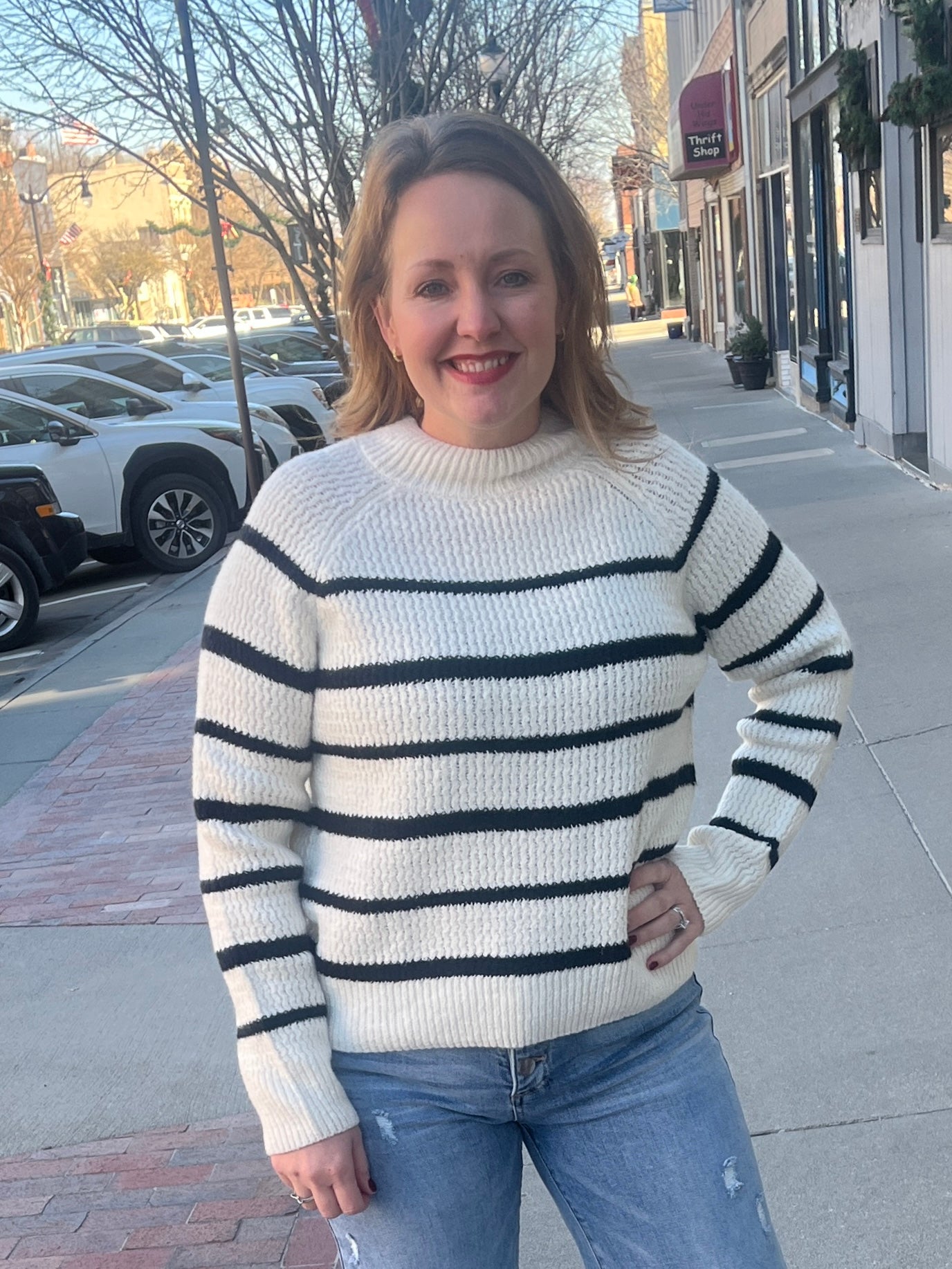 Ivory & Black Stripe Sweater